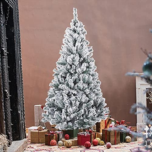 FWBNUIF 6FT Fake Christmas Tree - Chrismas Tree Christmas Tree Christmas Trees with Snow 750 Branch Tips Metal Foldable Stand Flocked Indoor Outdoor Decor